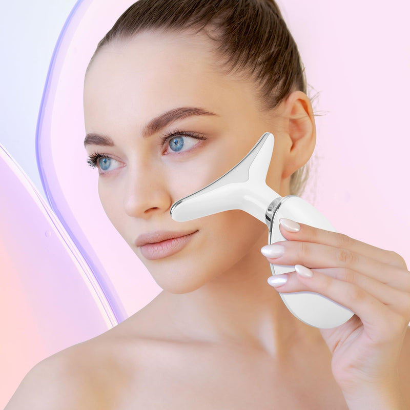 [Australia] - Facial Massager Red-Light-Therapy-for-Face and Neck, Face ùñ≤ culpting Wand with 7 Color (White) White 