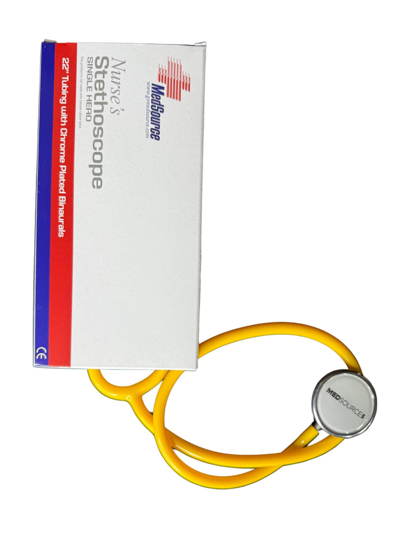 [Australia] - Stethoscope ‚Äì 22‚Äù Long Tubing, Lightweight Stethoscope with Aluminum Chestpiece ‚Äì Single Head, Acoustic Sound Yellow Doctors, Nurses, Students, Medical and Home Use 1 