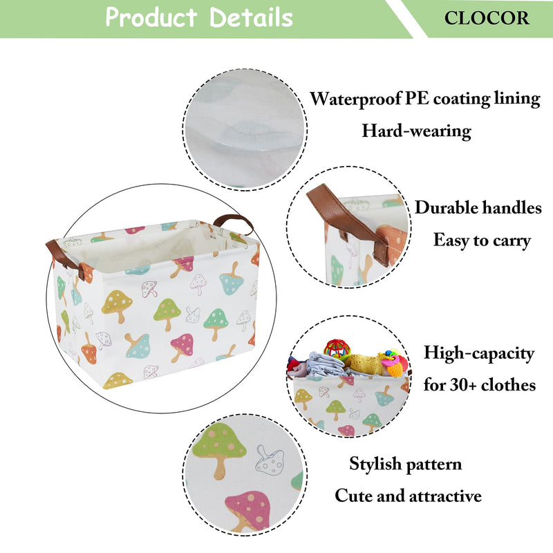 [Australia] - Rectangular Kids Toys Storage Basket,Waterproof Gift Basket,Room Decor,Toy Bins,Shelf Basket(Mushroom) Mushroom 