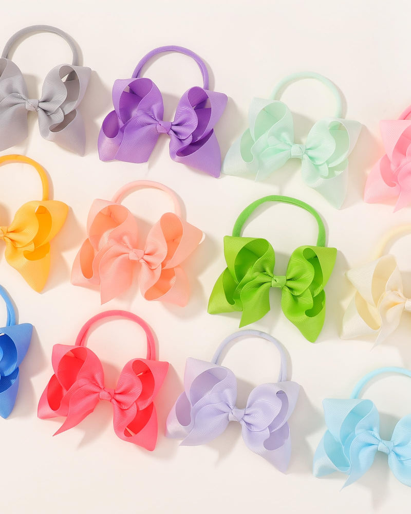 jollybows 40pcs 4inches Baby Girls Grosgrain Ribbon Hair Bows Headbands Nylon Elastic Hair Band Hair Accessories for Infants Newborn 2- 40pcs nylon bows for baby girls