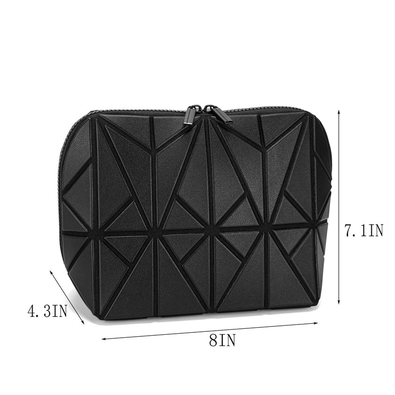 ITSCOSY Vertical Makeup Bag for Women，Waterproof Toiletry Bag,Travel Foldable Storage Organizer, Large Capacity Cosmetic Bag with 27 Pockets,Daily Skincare&Toiletry and Travel Necessity (Black) Black