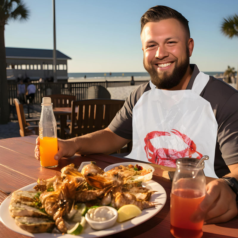 [Australia] - Nonley Crab Bibs 25/50/200 Pack, 23" Disposable Lobster Bibs for Adults, Plastic Funny Bibs for Seafood Boil Party Crab Bibs-25pcs 