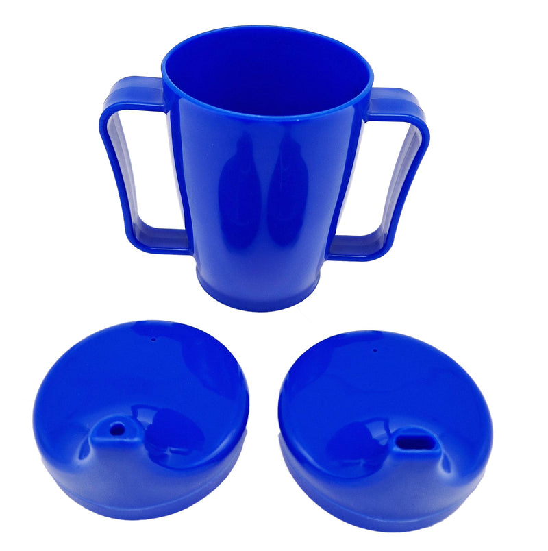 Tiga-Med Drinking Cup with 2 Handles, 280 ml, Double Lid System for Liquids and Porridge, Dishwasher Safe, Microwave Safe (1, Blue) 1