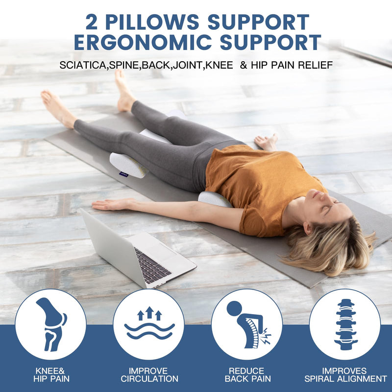 [Australia] - 2Pcs Half Moon Bolster for Head, Knees,Ankle Support, Leg Elevation Cushion - Back, Lumbar, Neck Pain Relief,Semi Roll Gel Foam Pillow for Back and Side Sleepers -Chair Seat Pillow 