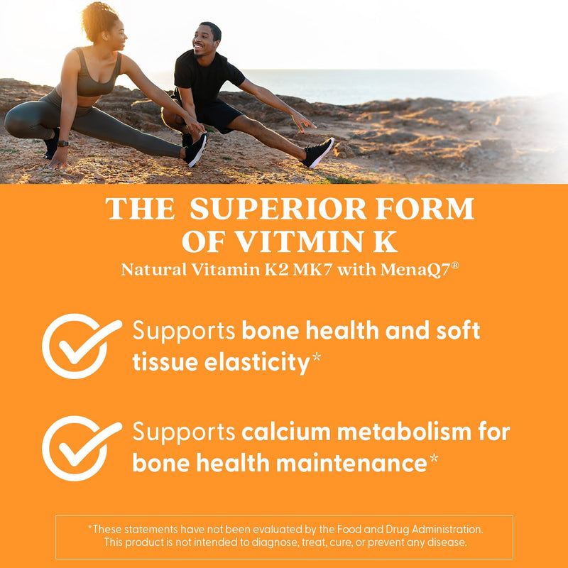 Doctor's Best Natural Vitamin K2 MK7 Supplement for Men & Women - Bone Health Support, 45 mcg Vitamin K-2 MK-7 Capsules with MenaQ7, Calcium Support, Non GMO, Vegan - 60 Veg Caps 60 Count (Pack of 1)
