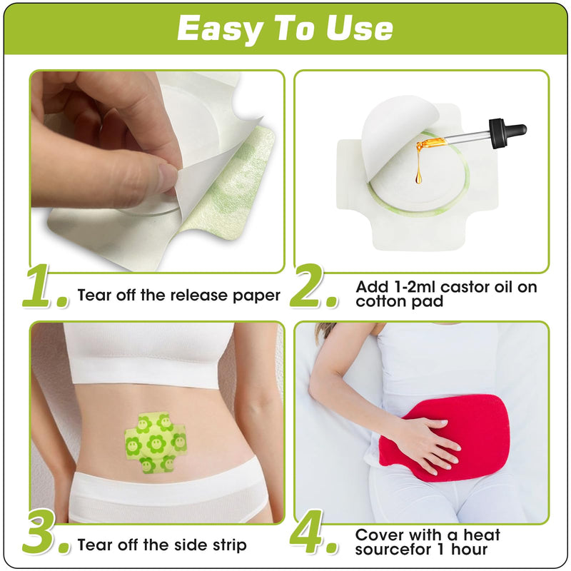 [Australia] - 48PCS Castor Oil Pack Wrap Patches, Disposable Castor Oil Belly Button Patch, No Wash, Easy to Use, Anti-Seepage,4" X 4" 