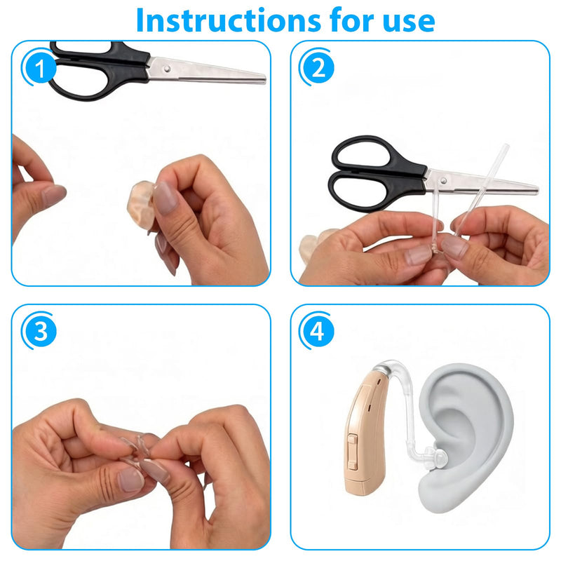 GVSS 10 x Transparent Replacement Tubes for Hearing Aids 3.6 x 2 mm, Flexible for Hearing Amplifiers, Clear Sound Transmission, Compatible with Most Models