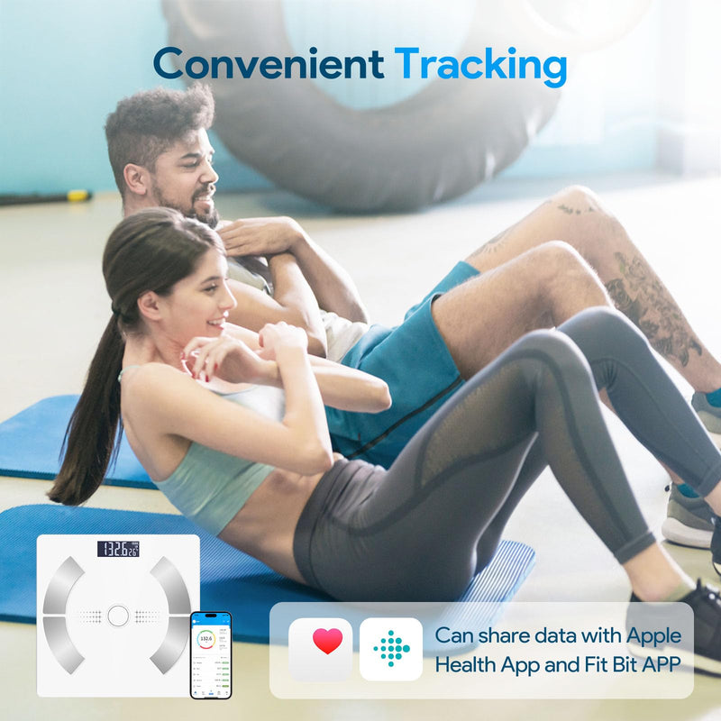 [Australia] - Accurate LED Display Bathroom Scale with Mobile App for Body Composition Analysis, Smart Digital Body Fat Scale (White) White 