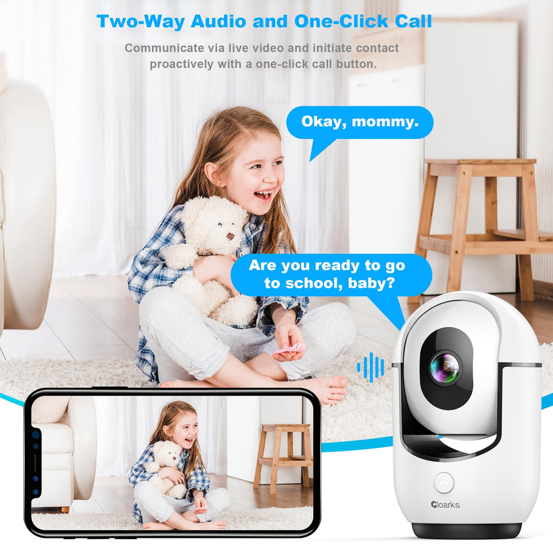[Australia] - 2K Pan/Tilt Security Camera, WiFi Indoor Camera for Home Security with AI Motion Detection, Baby/Pet Camera with Phone App, Color Night Vision, 2-Way Audio, 24/7, Siren, TF/Cloud Storage White-2.4G 