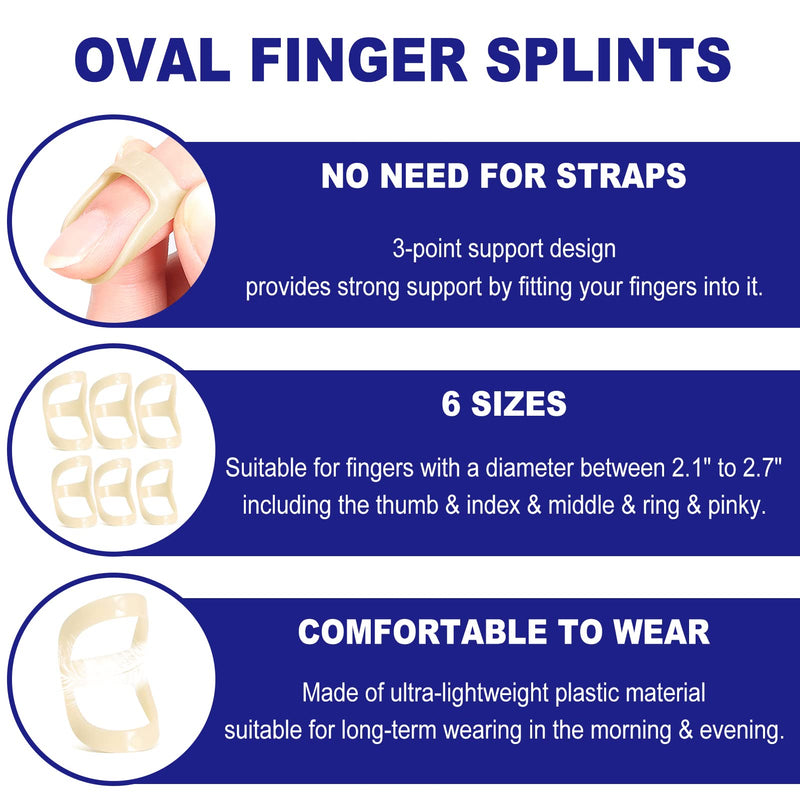 [Australia] - 10Pcs Oval Finger Splints & Sleeves Kit, 6 Graduated Trigger Finger Splint & 4 Finger Sleeves for Trigger/Mallet/Arthritis/Straightening, Finger Brace Support for Thumb/Middle/Ring/Index/Pinky(Size 4,5,6,7,8,9) Size 4,5,6,7,8,9 (with Sleeves) 