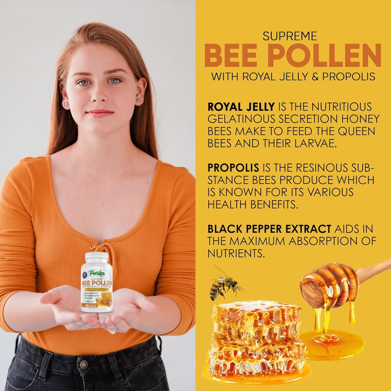 [Australia] - Best Bee Pollen, Royal Jelly, Propolis - Made by USA Bee Keepers - 150 Vegetarian Capsules - Made in GMP Certified Facility! 