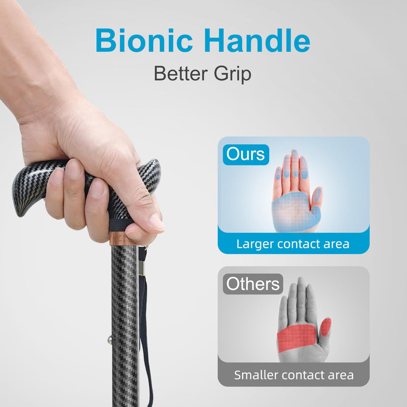 [Australia] - Carbon Fiber Canes for Women & Men – Walking Cane Weighs Only 1.1 lb, Adjustable Walking Stick with Single-Point Base for Seniors, Second Support Handle to Help Rise from Chairs Single Base 