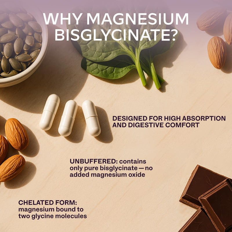 Chelated Magnesium Bisglycinate 2505mg per Daily Dose (Elemental 300 mg) - Unbuffered High Strength Magnesium Supplements for Women and Men –180 Capsules - Vegan