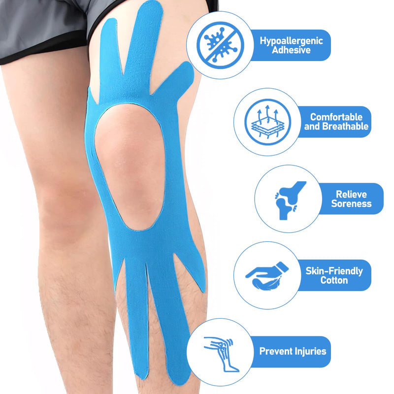 [Australia] - Pack of 8 knee tapes, kinesio tapes, pre-cut, knee tape, knee tape, sports knee tape, skin-friendly, waterproof for joints, support and muscle pain relief (multi-coloured). 