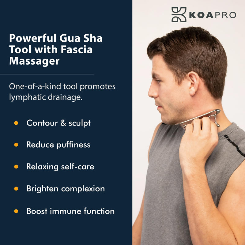 KOAPRO Facial Facia Blaster Tool for Sensitive Fascia Blasting - Face Gua Sha Tool Helps Lymphatic Drainage and Cellulite Reduction, Neck and Face Fascia Roller for Tight Skin, Deep Tissue Massager Stainless Steel