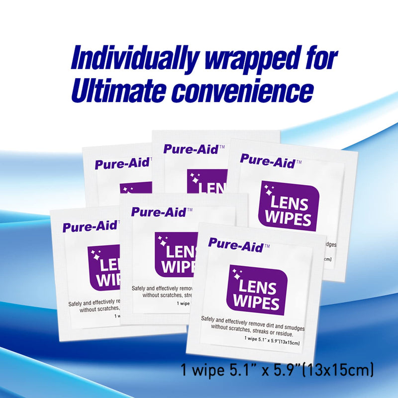[Australia] - Lens Wipes, Cleans Eyeglasses Camera Lenses, Smart Phones and More - 100ct (Individually Wrapped Wipes) per pack 