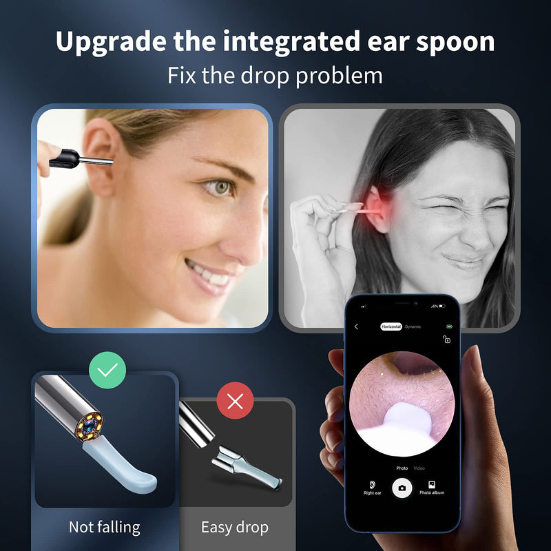 [Australia] - Ear Wax Removal Tool, Earwax Removal Kit with 8 Pcs Ear Set, Ear Cleaning Kit with 6 Ear Pick, Ear Cleaner Otoscope with Light, Ear Camera for iPhone, iPad, Android Phones (Black) Black 