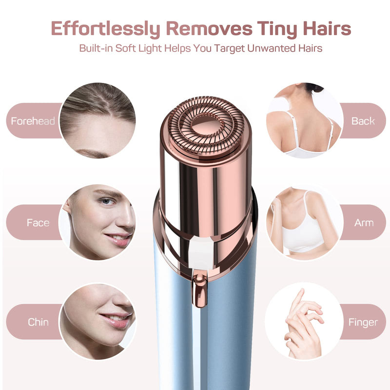 [Australia] - Facial Hair Removal for Women (As Seen on TV), Painless Facial Hair Remover, Rechargeable, Facial Hair Remover 2 x Replacement Heads Included, for Lips, Chin, Arms White Facial Hair Remover 