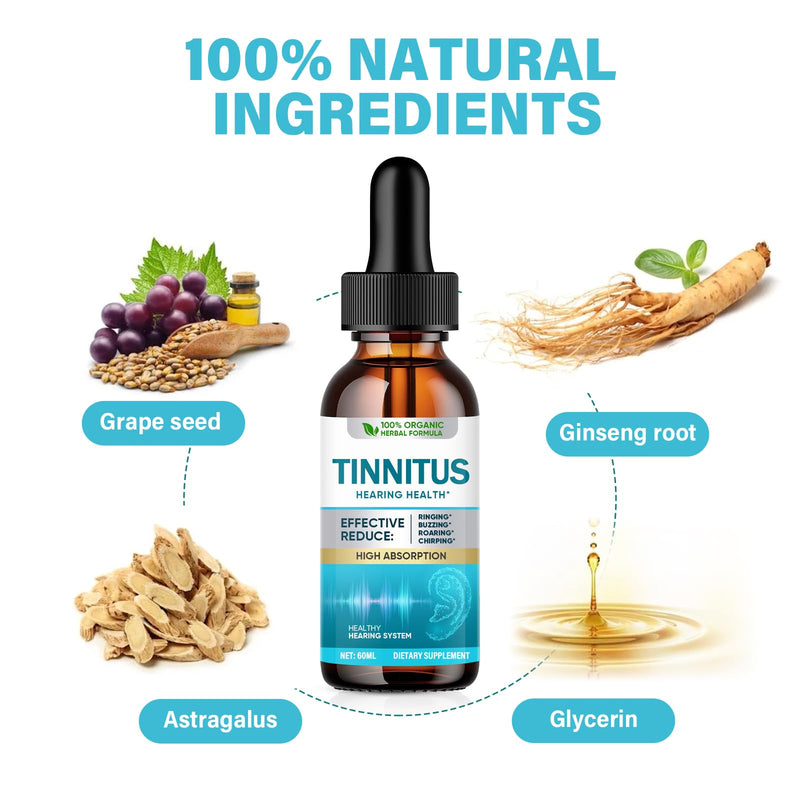 [Australia] - Green Hills Tinnitus Relief for Ringing Ears, Natural Ear Ringing Relief for Clogged Ears, Reduce Ear Noise & Improve Hearing, 60ml 