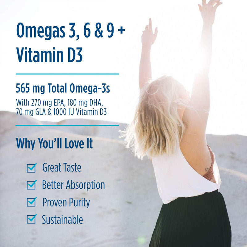 [Australia] - Nordic Naturals Complete Omega-D3, Lemon Flavor - 120 Soft Gels - 565 mg Omega-3 + 70 mg GLA + 1000 IU Vitamin D3 - EPA & DHA - Healthy Skin, Cognition, Positive Mood - Non-GMO - 60 Servings 120 Count (Pack of 1) Standard Packaging 