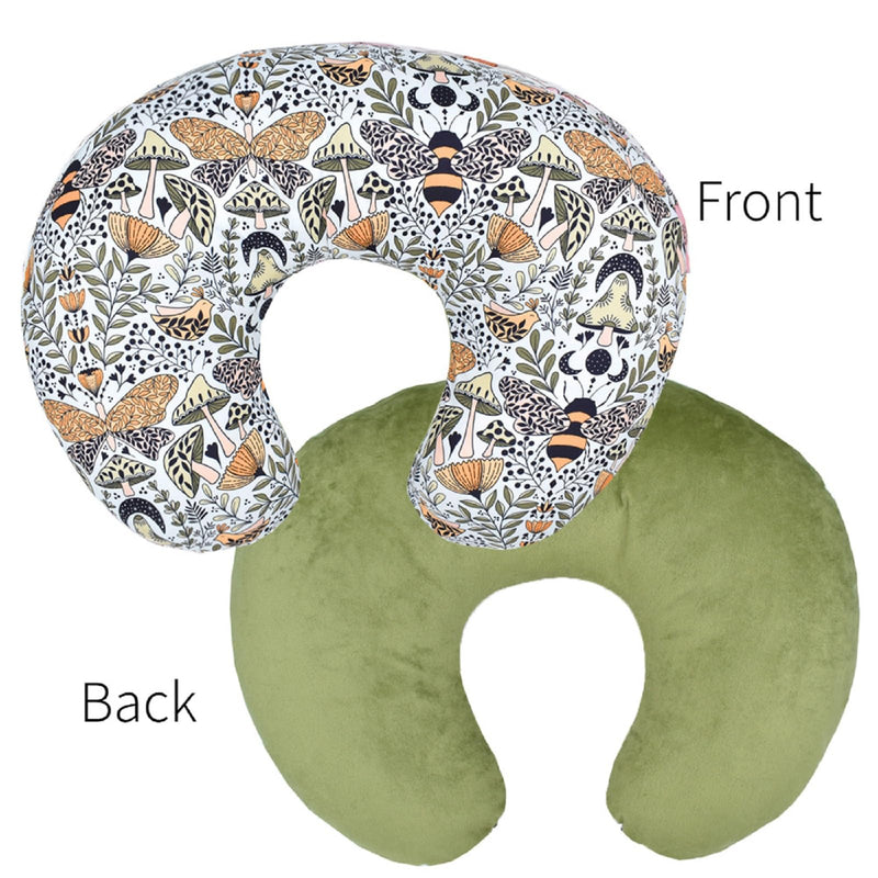 Winmany 2 Pack Baby Nursing Pillow Cover Newborn U-Shaped Breastfeeding Pillowcase Cushion Cover Stretchy Replaceable Forest&Floral Pillow Cover Slipcover 22.5x21 Blue World + Butterfly Bees