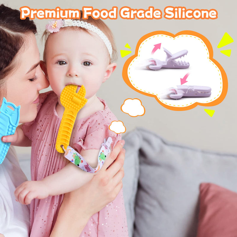 [Australia] - Baby Teething Toys for 0-6 Months 6-12 Months - Molar Teether Chew Toys Set BPA Free Silicone, Soft Textures - Hammer Wrench Scissors Shape Baby Teething Toys Gift 5-pack tool shape 