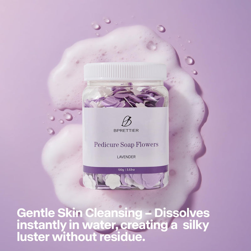 [Australia] - Pedicure Soap Flowers Foot Soak Petals Sheet for Softens Dead Skin Moisturizing Relaxing Spa Feet Birthday Pedi Nail Party (Lavender) Purple 