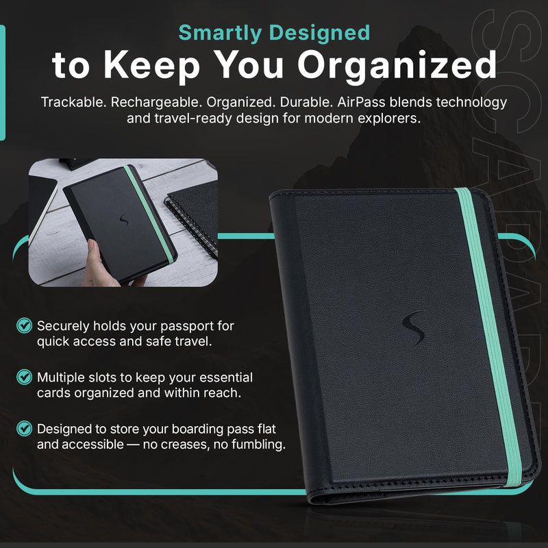 SCAPADE AirPass Trackable Passport Wallet – Works with Apple Find My, Rechargeable Battery (5–6 Months), 3 Card Slots, No App Needed, Sleek Travel Case for iPhone & iPad Users