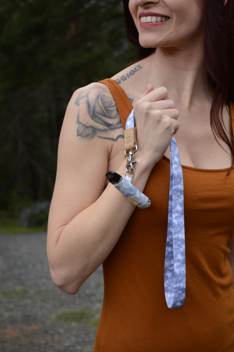 [Australia] - River & Rain Lanyard & Elastic Anti Lost Device Holder Case Leash Necklace for many uses Large Gray Tiedye 