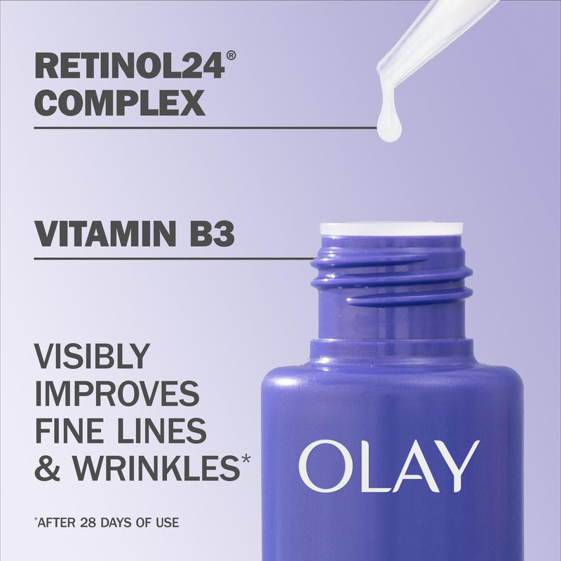 Olay Retinol 24 MAX Night Smoothing Serum, Fragrance – Free, 1.3 Oz 1.35 Fl Oz (Pack of 1)