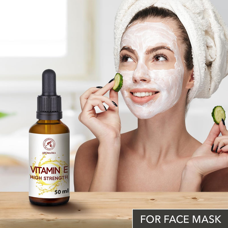 High Strength Pure Vitamin E 50 ml - Vitamin E Drops - Natural - Vitamin E for Skin Care - for Face - Skin - Hair - Nails - Lips - Beauty - Cosmetic Base