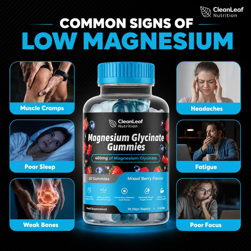 Magnesium Glycinate Twin Pack Gummies - 400mg High Absorption Formula for Sleep, Stress Relief & Muscle Health - Mixed Berry Flavor, Non-GMO, 60-Day Supply for Adults 60 count (Pack of 2)