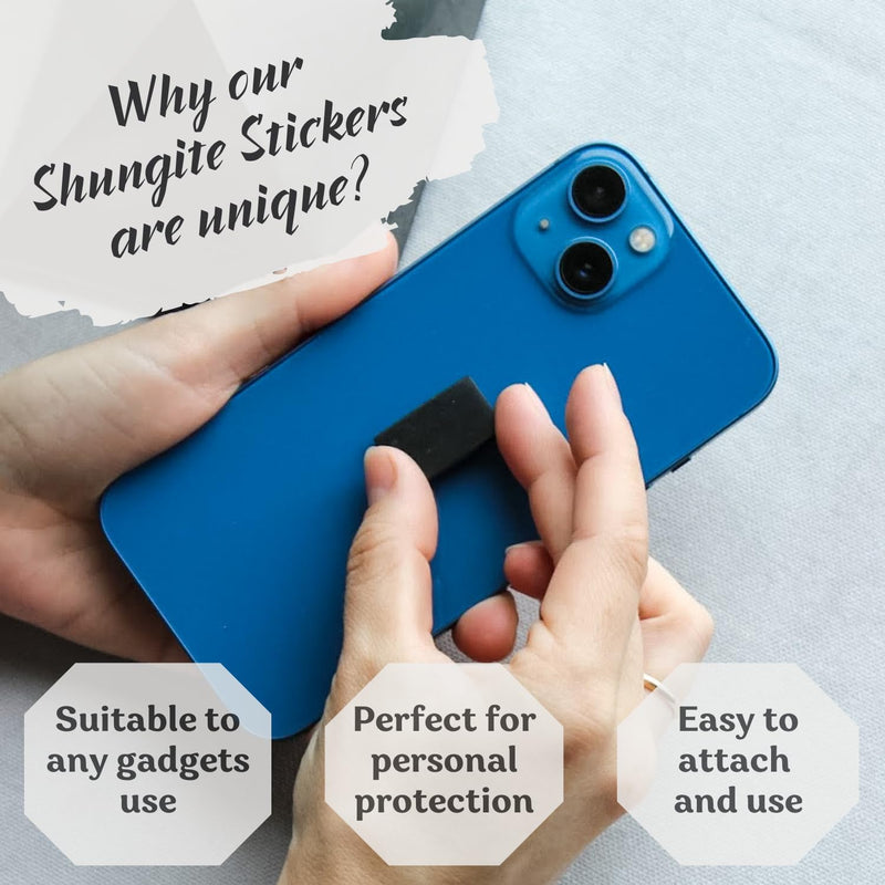 [Australia] - Shungite Stone Stickers Set for Phone – Protection Plates, Natural Crystal Adhesive Shield (Set of 10 Plates) Set of 10 Plates 
