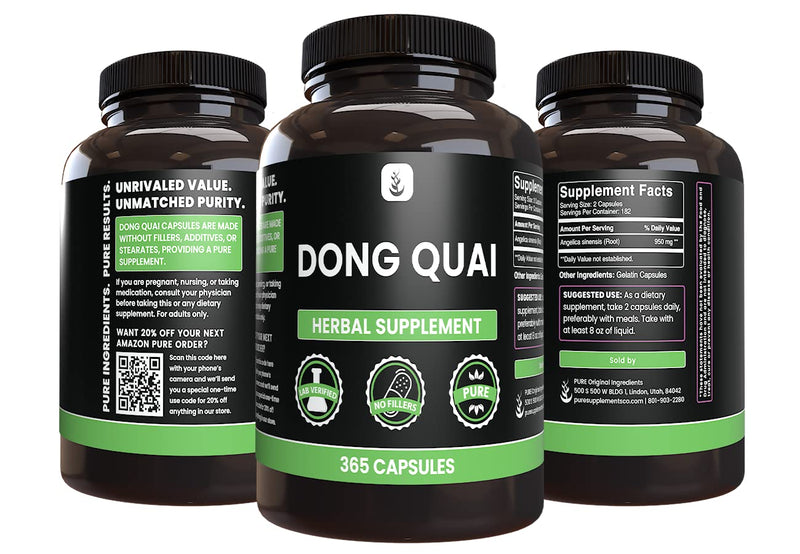 [Australia] - PURE ORIGINAL INGREDIENTS Dong Quai, (365 Capsules), No Magnesium Or Rice Fillers, Always Pure, Lab Verified 365 Count (Pack of 1) 