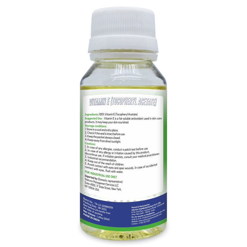 Tocopherol Acetate Vitamin E Cosmetic Grade Oil-Soluble Ingredient for Creams Lotions Serums Oils & DIY Formulations (50 ml / 1.69 fl oz)