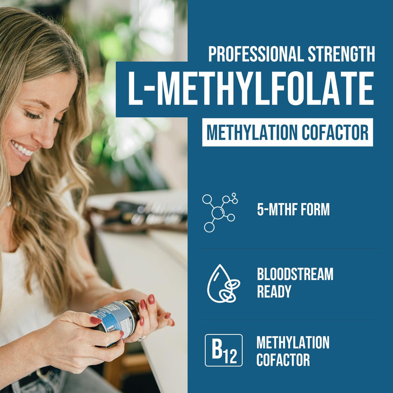 L Methyl Folate 15mg Plus Methyl B12 Cofactor – High Potency, Active 5-MTHF Form - Supports Mood, Methylation, Cognition – Bioactive Forms of Vitamin B9 & B12 (60 Capsules – 60 Servings) Capsule 60 Count (Pack of 1)