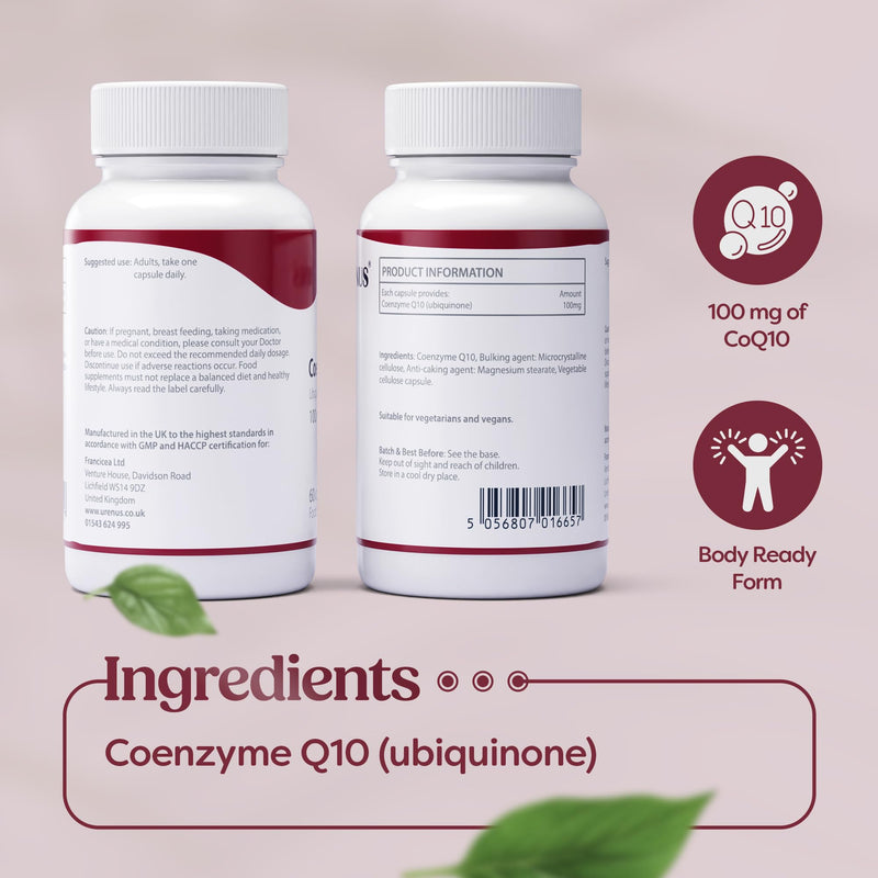 CoQ10 100 mg – Ubiquinone for Heart Health, Energy & Antioxidant Support – High Absorption Coenzyme Q10 Supplement – 60 Vegan Capsules – Made in UK
