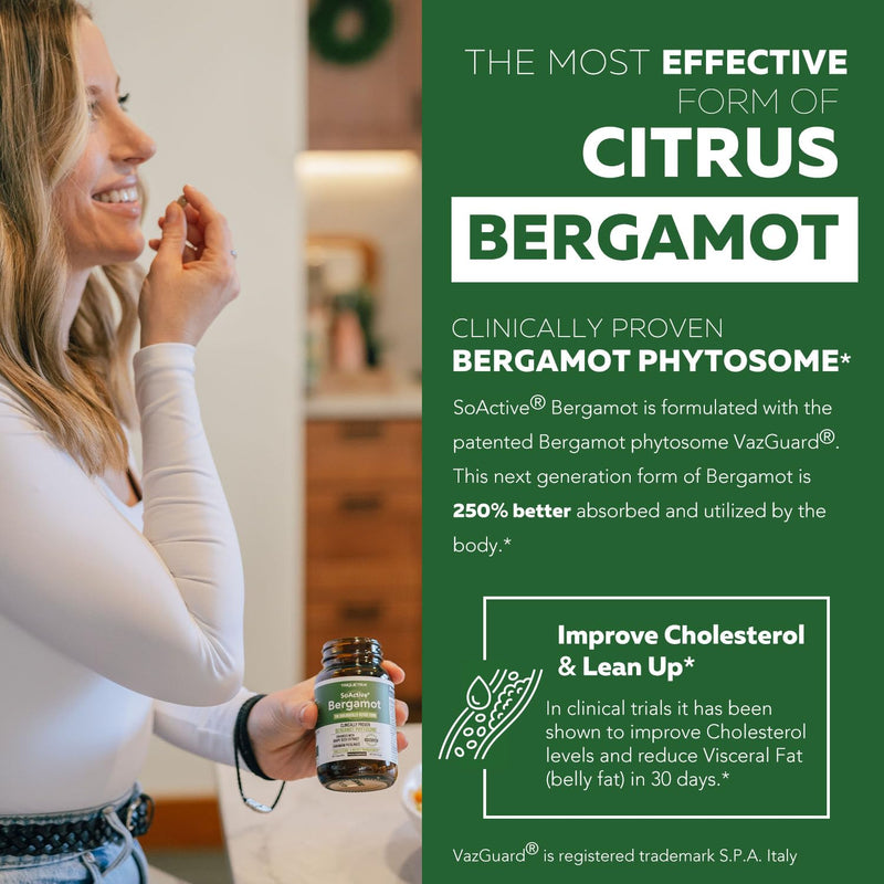 [Australia] - SoActive Bergamot: 2.5X More Effective, Italian Citrus Bergamot Phytosome - Clinically Validated | Enhanced with Grape Seed Extract with 95% PAC - Supports Cholesterol & Cardiovascular (60 Capsules) 