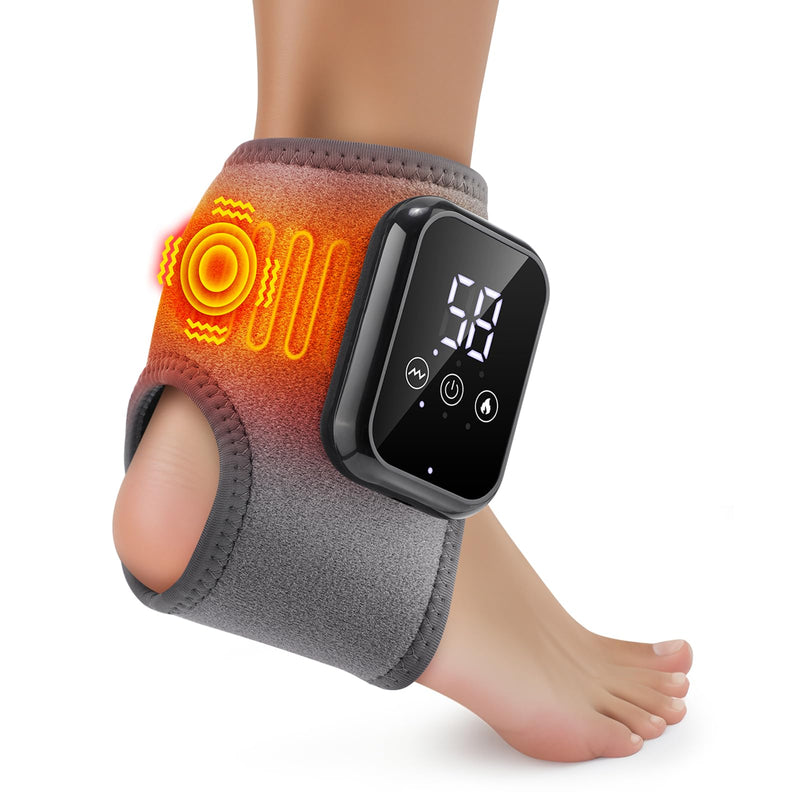 Cordless Ankle Heating Pad for Pain Relief, Ankle Massager for Circulation and Pain, Rechargeable Ankle Brace Massager, Heated Ankle Wrap