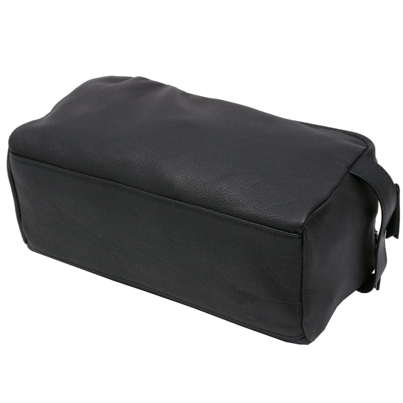 Alpine Swiss Sedona Toiletry Bag Genuine Leather Shaving Kit Dopp Kit Travel Case One Size Black