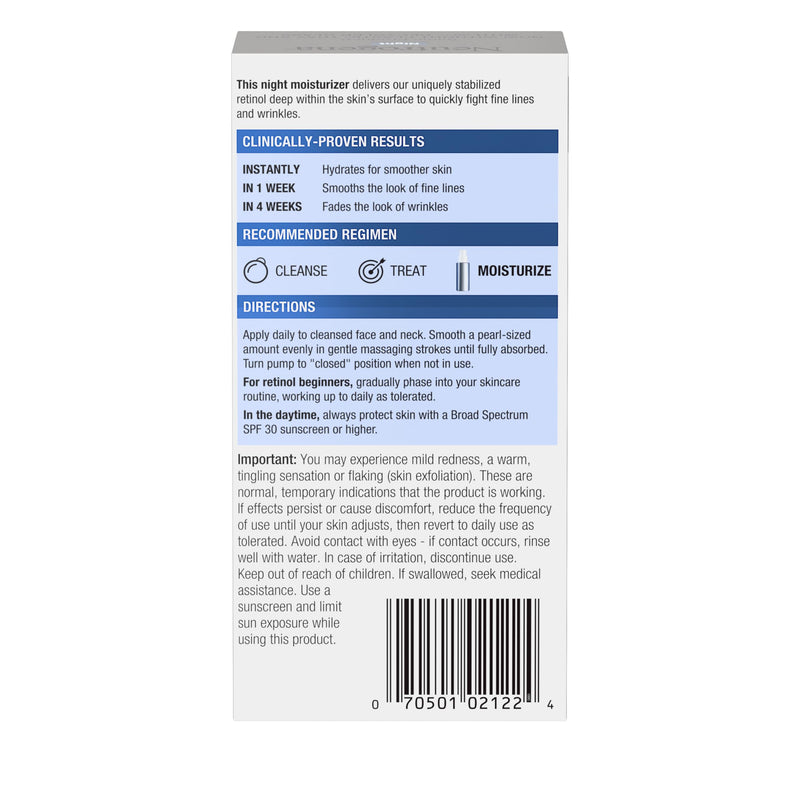 Neutrogena Rapid Wrinkle Repair Night Moisturizer, 1 fl. oz | Retinol Face & Neck Cream, Hyaluronic Acid & Retinol, Anti-Wrinkle, Paraben-Free 1 Fl Oz (Pack of 1)