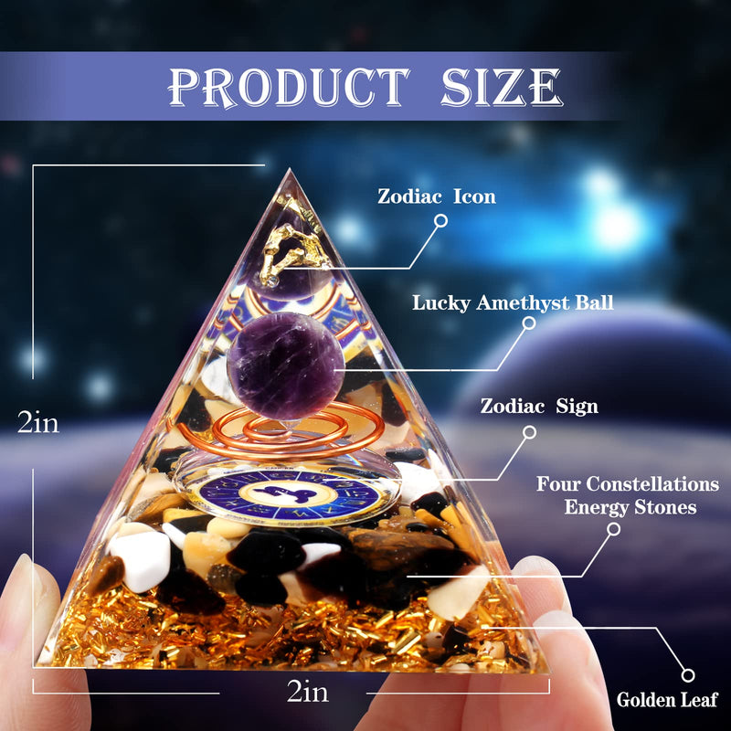 Horoscope Orgone Pyramid ， Healing Crystal Gift Set ，Zodiac Sign Stones to Companion Birthstone, for Astrology ，Reiki，Energy Generator, Meditation (Capricornus) Capricornus