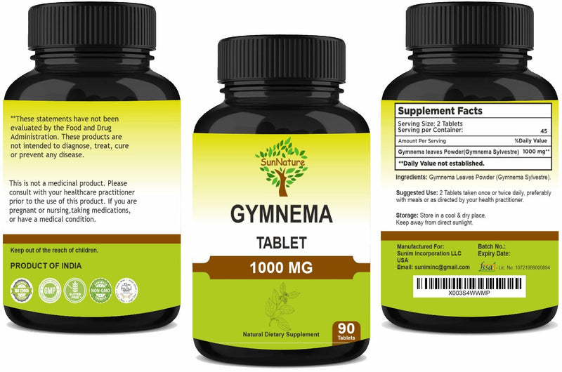 [Australia] - Gymnema Tablets 90 Tablets, 1000 mg | 45 Days Supply | Gurmar | Gymnema Sylvestre Supplements | Vegan 