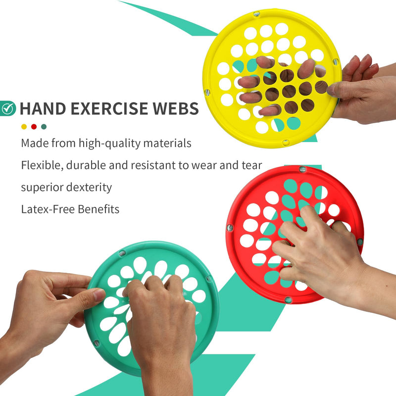 [Australia] - Hand Exercise Webs for Physical Therapy, Hand Grip Strengthener, Finger Exerciser, Portable Size, Latex Free, 7" Diameter Medium-Red 