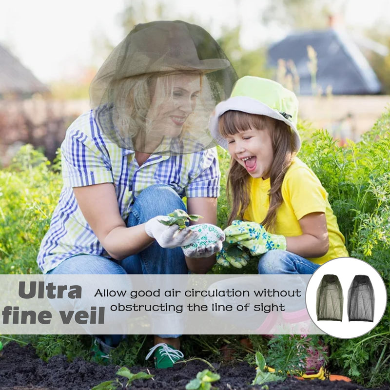 [Australia] - YIZWINS Pack of 2 hat with mosquito net, mosquito net hat, mosquito head net, anti-mosquito bee bug insect, beekeeper protective hat, mosquito hat head net for beekeeping, outdoor hiking, camping, fishing, mesh face protection 