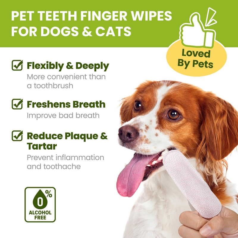 [Australia] - Dog Teeth Cleaning Wipes, Fresh Breath Pet Dental Finger Wipes for Dogs & Cats, Dog Dental Wipes Teeth Wipes, Lick-Safe Pet Toothbrus for Easy Removal of Tartar Buildup, Unscented - 50 PCS 