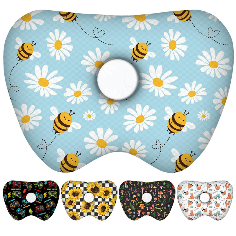 Ear Piercing Pillow with Ear Hole for Side Sleeper Relief Ear Pain,Cotton and Polyester Ear Pillows,Washable Ear Guard Pillow Bee 17.5"x12.6"