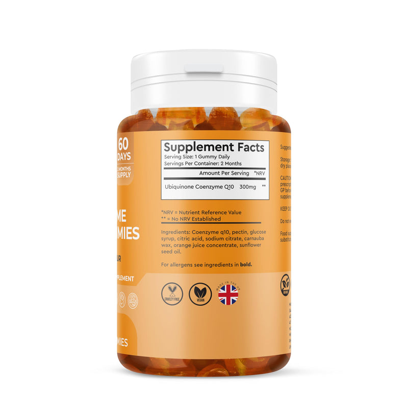 COQ10 Coenzyme Q10 300MG Gummies - 2 Month Supply - Orange Flavour Gummies