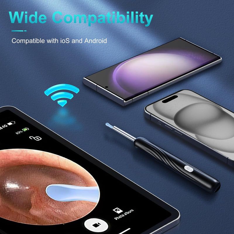 [Australia] - Earwax Remover Otoscope, 1080P Wifi Ear Cleaner Camera, IP67 Waterproof Ear Mirror 360° Wide Angle Ear Cleaner Otoscope Ear with 3.5mm Lens and 6 LEDs for iPhone, iPad and Android, Smartphones 