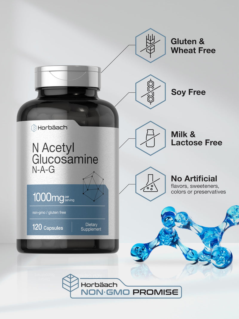 [Australia] - Horbaach N-Acetyl Glucosamine 1000 mg | 120 Capsules | N-A-G Supplement Pills | Non-GMO & Gluten Free 